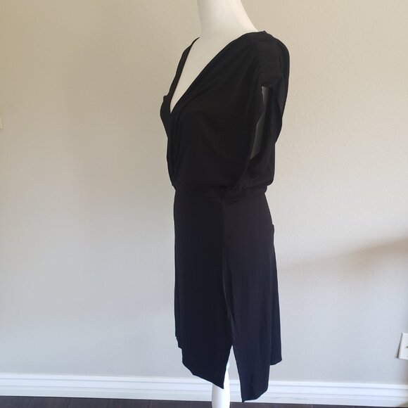 AllSaints Black Helix Dress US Size 4 Wrap Top  Vents Side Hem NEW - Picture 3 of 8